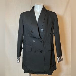 Womens Casual Blazer Open Front Jacket L Black